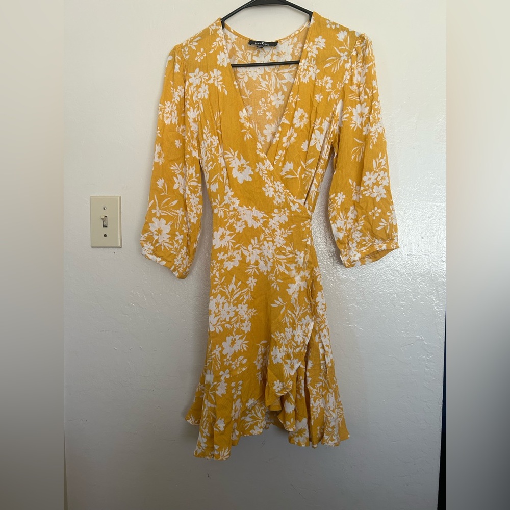 Floral Yellow Dress-Lulus - Picture 4 of 6